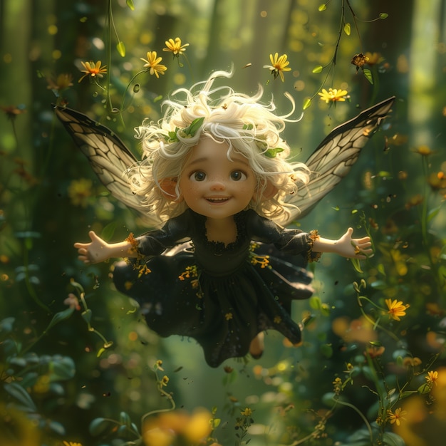 Free photo 3d rendering of cute fairy