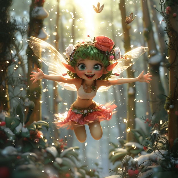 Free photo 3d rendering of cute fairy