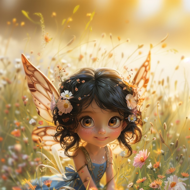 Free photo 3d rendering of cute fairy