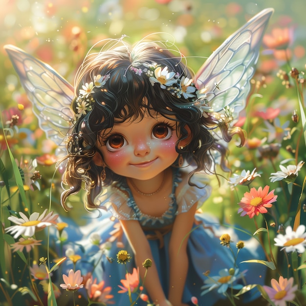 Free photo 3d rendering of cute fairy