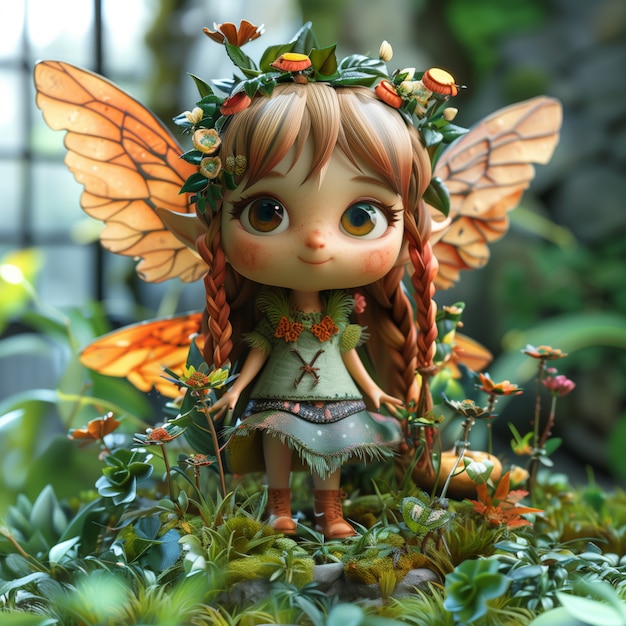 Free photo 3d rendering of cute fairy