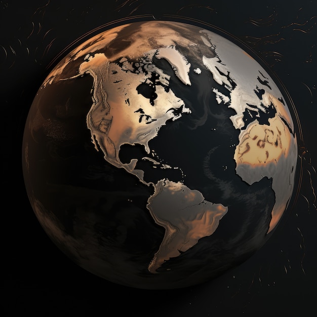 3d rendering of dark earth in space