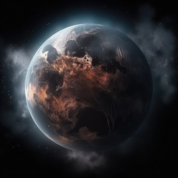 3d rendering of dark earth in space