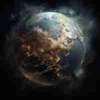 Free photo 3d rendering of dark earth in space