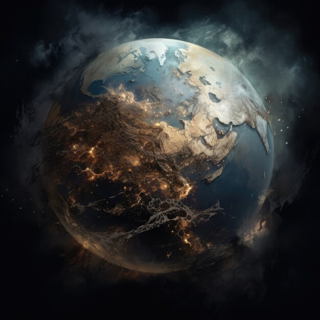 3d rendering of dark earth in space