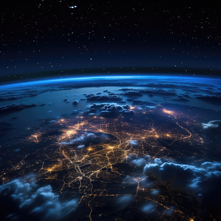 Free Photo 3d rendering of dark earth in space
