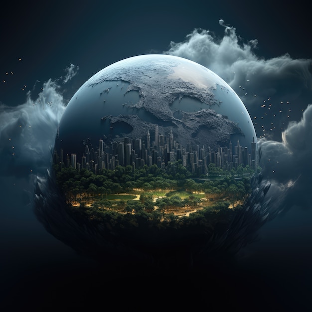 Free photo 3d rendering of dark earth in space