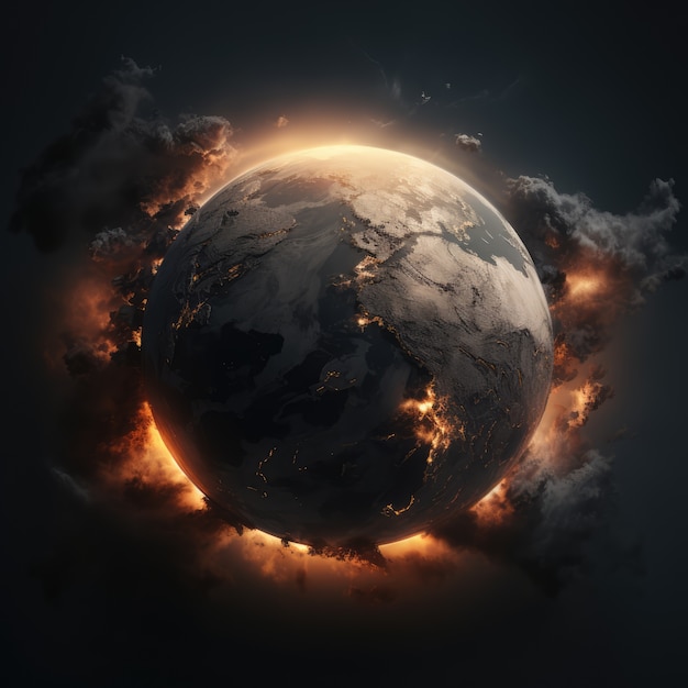 Free photo 3d rendering of dark earth in space