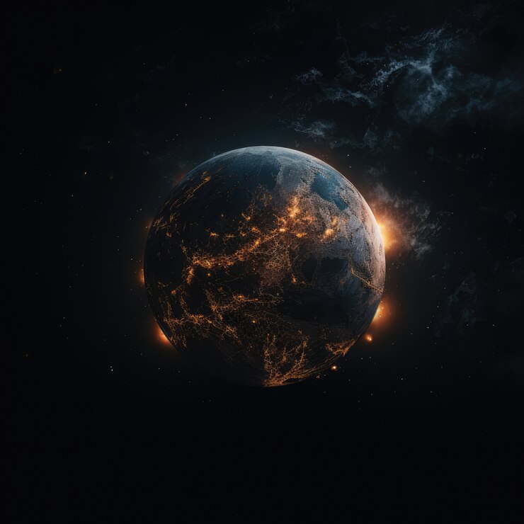 Free Photo 3d rendering of dark earth in space