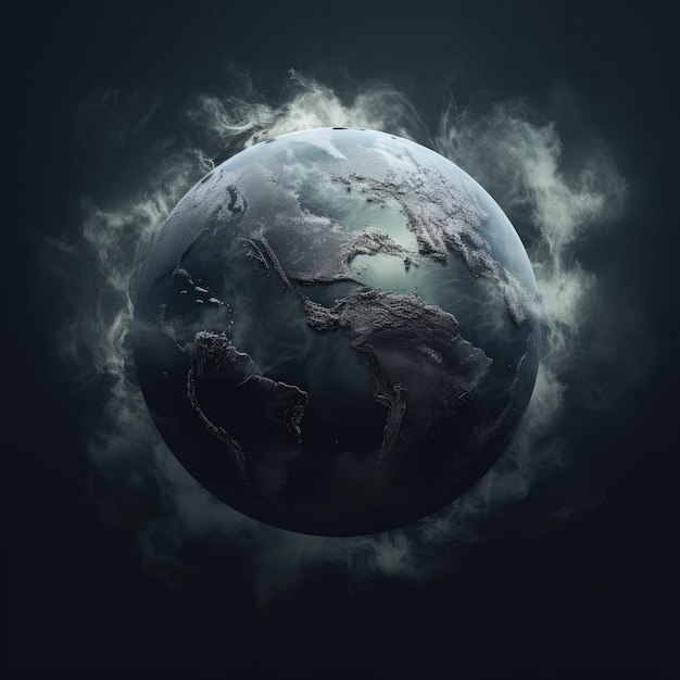 Free photo 3d rendering of dark earth in space