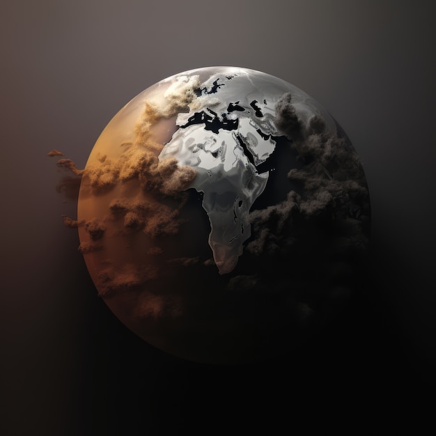 Free photo 3d rendering of dark earth in space