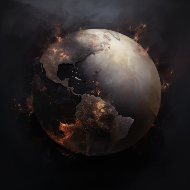 Free photo 3d rendering of dark earth in space