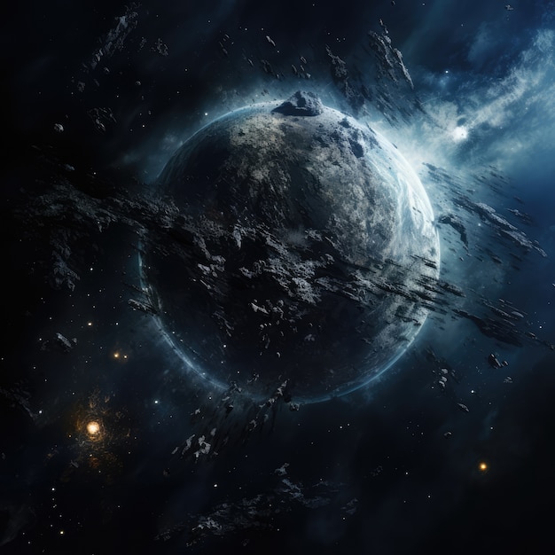 Free photo 3d rendering of dark earth in space