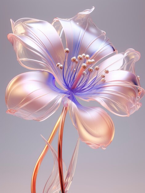 섬세한 유리 꽃의 3d 렌더링