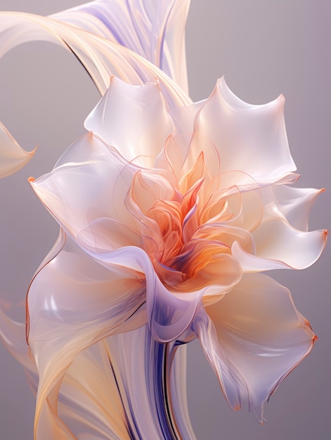 Free photo 3d rendering of delicate glass flowers