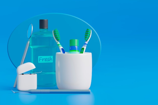 Free photo 3d rendering of dental hygiene
