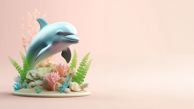 Free photo 3d rendering of dolphin sculpture