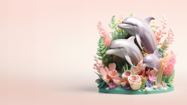 3d rendering of dolphin sculpture