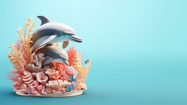 3D-рендеринг скульптуры дельфина