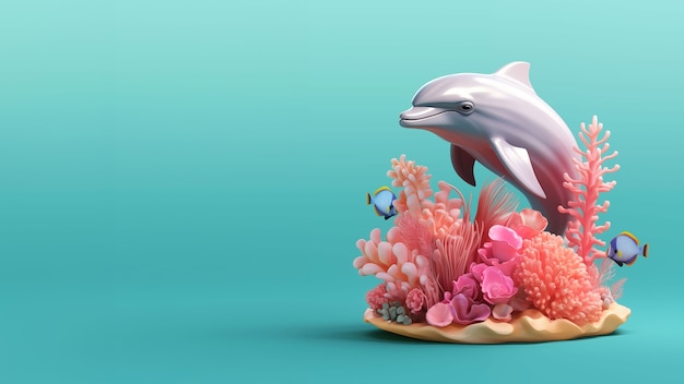 Free photo 3d rendering of dolphin sculpture