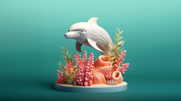 Free photo 3d rendering of dolphin sculpture