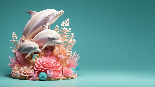 Foto gratuita rendering 3d della scultura di delfino