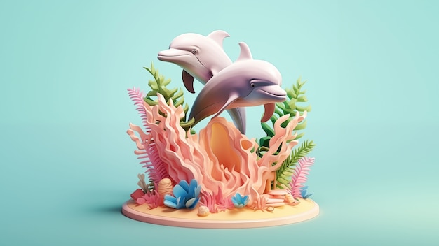 Free photo 3d rendering of dolphin sculpture