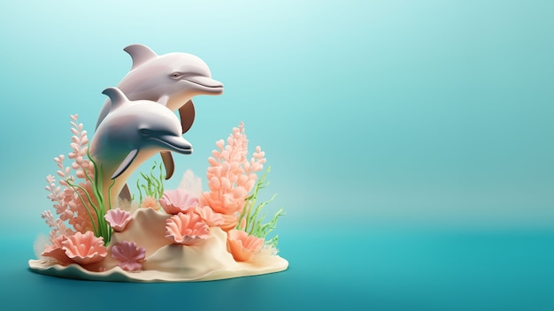 Free photo 3d rendering of dolphin sculpture