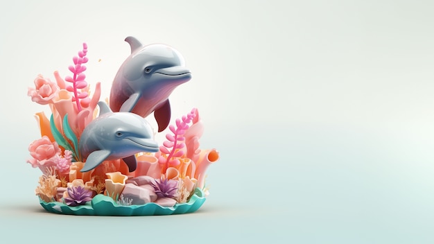 3d rendering of dolphin sculpture