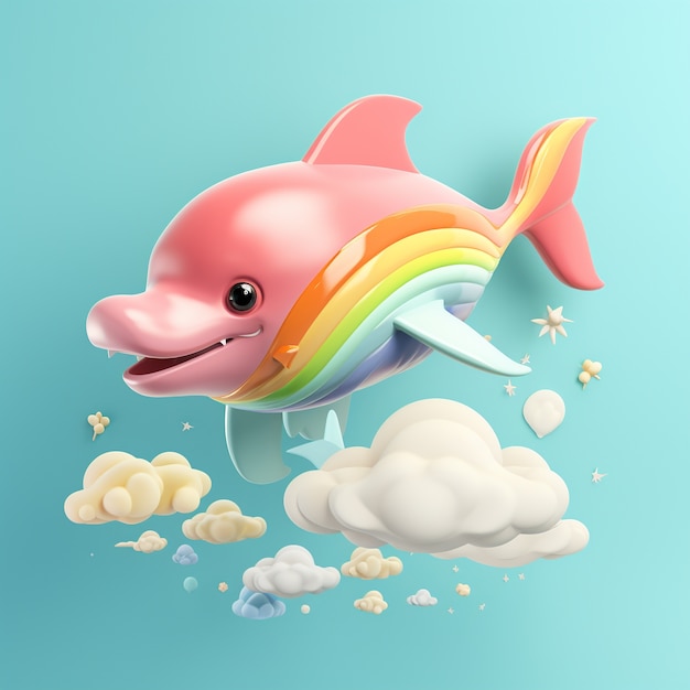 Free photo 3d rendering of dolphin swimming