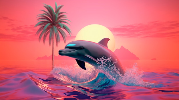 Free photo 3d rendering of dolphin