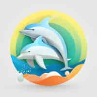 Free photo 3d  rendering of dolphins swimming