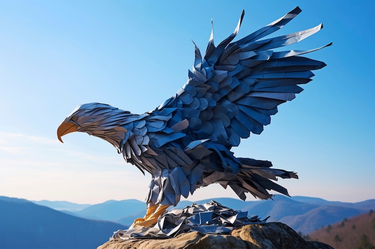 無料Photo 山の上の鷹の3dレンダリング