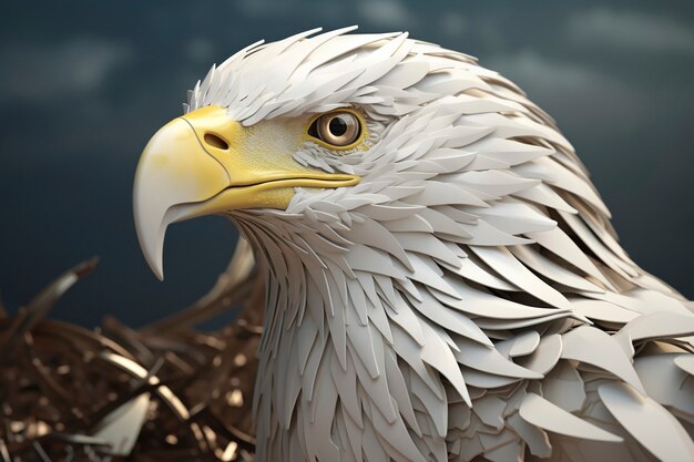 독수리 초상화의 3D 렌더링