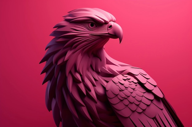 독수리 초상화의 3D 렌더링
