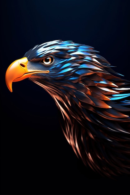 Free photo 3d rendering of eagle portrait