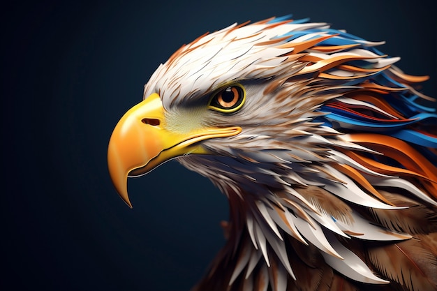 Free photo 3d rendering of eagle portrait