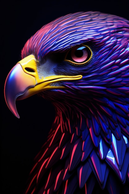 Free photo 3d rendering of eagle portrait