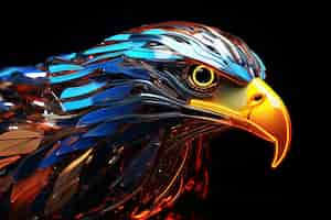 Free photo 3d rendering of eagle portrait