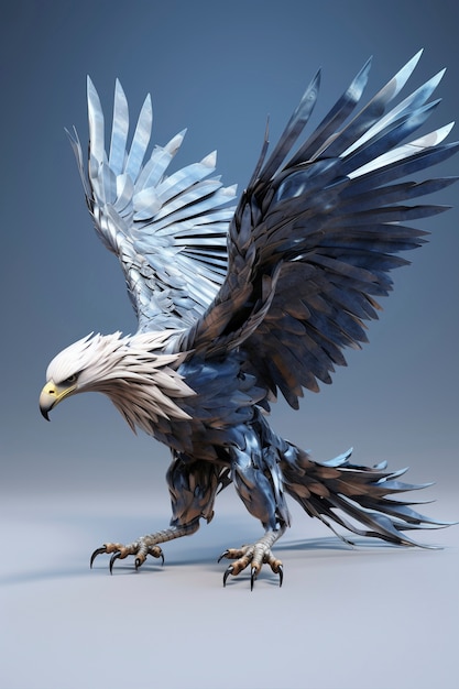 Free photo 3d rendering of eagle with open wings