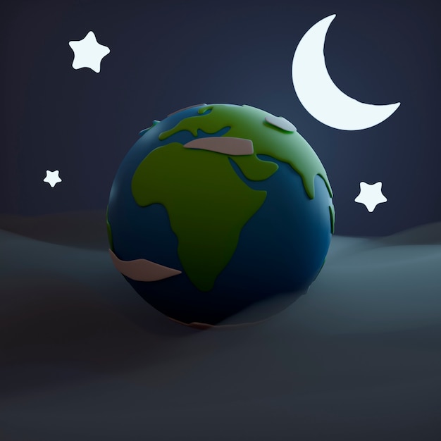 Free photo 3d rendering of earth at night