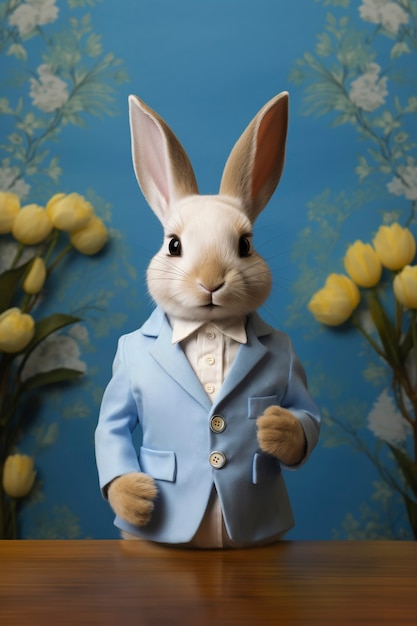 Free photo 3d rendering of easter bunny dressed up