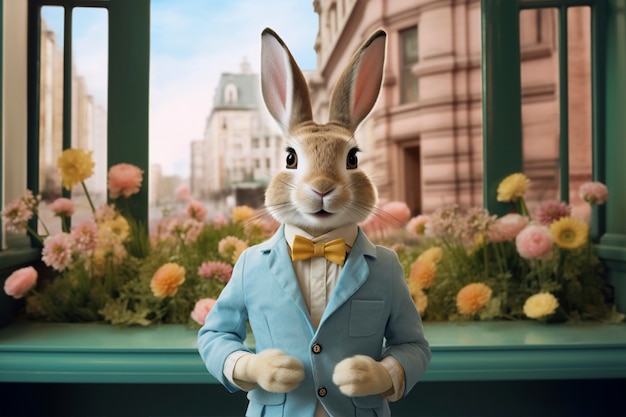 Free photo 3d rendering of easter bunny dressed up