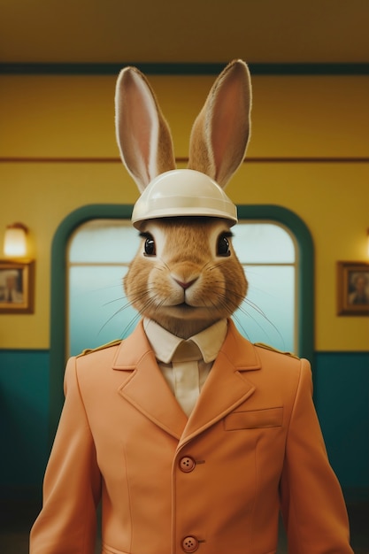 3d rendering of easter bunny dressed up