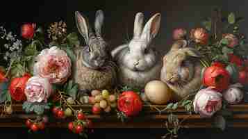 Foto gratuita rendering 3d della pittura del coniglietto di pasqua nell'età oscura