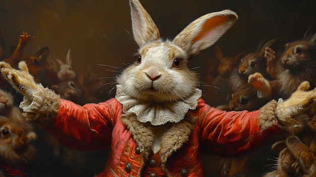 Foto gratuita rendering 3d della pittura del coniglietto di pasqua nell'età oscura