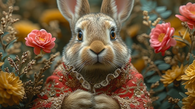 Free photo 3d rendering of easter bunny painting in dark ages