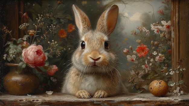 3D-рендеринг картины пасхального кролика в темные века