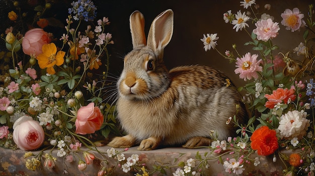 Free photo 3d rendering of easter bunny painting  in dark ages