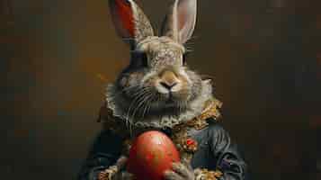 Foto gratuita rendering 3d della pittura del coniglietto di pasqua nell'età oscura